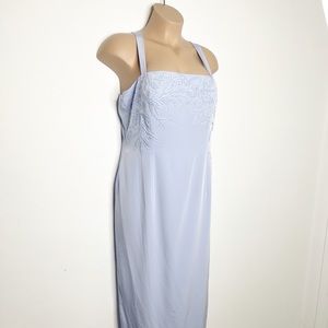 Jean De Lys Periwinkle Handbeaded Formal Slip Dress Size 18